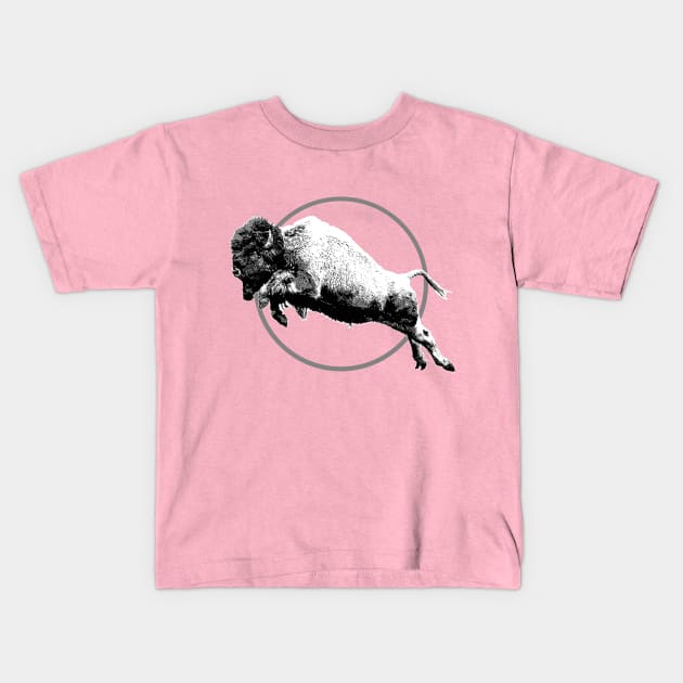 Buffalo Jump Kids T-Shirt by MartinezArtDesign